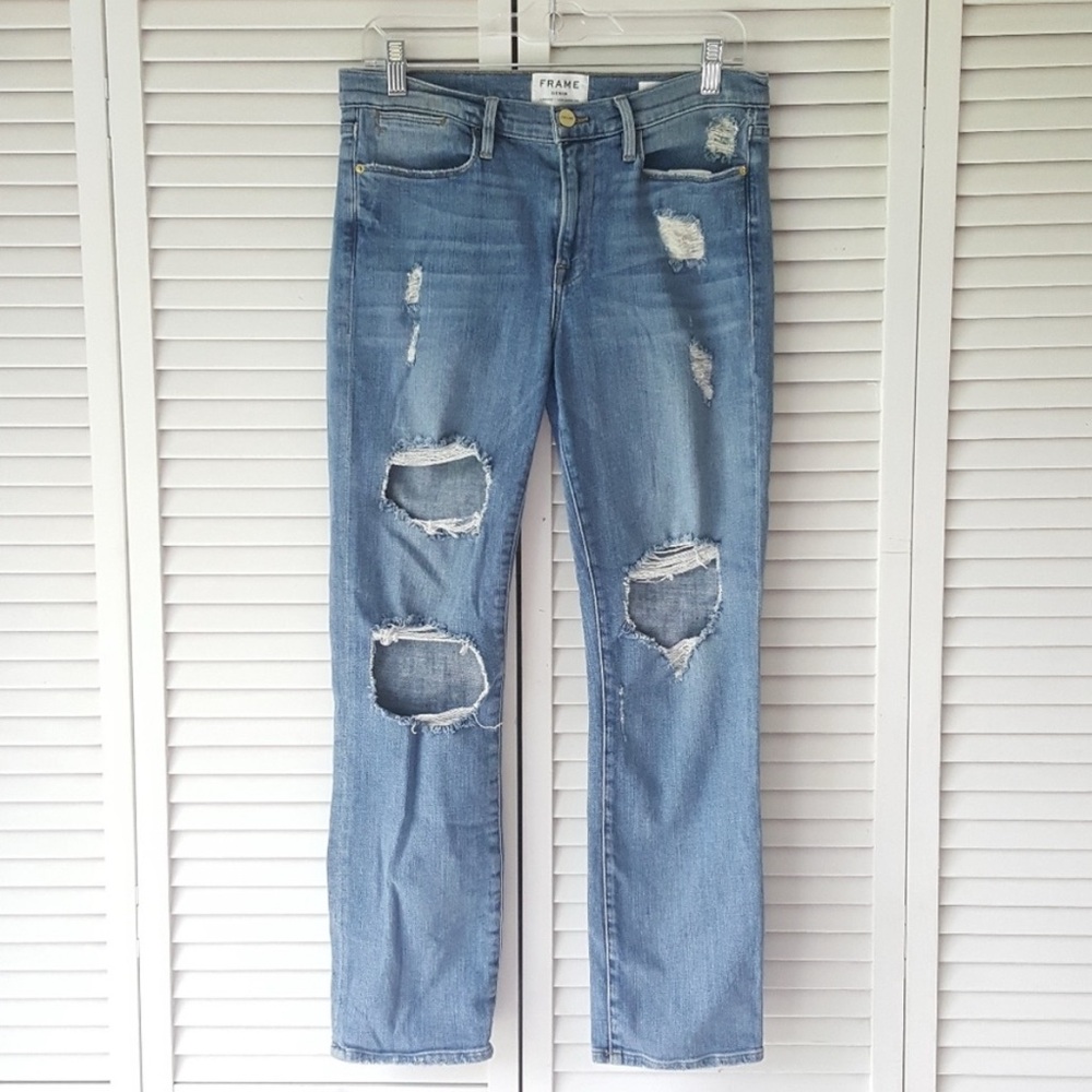 NWOT Frame Le High Denim Women's Straight Leg Distressed Jeans - 29
